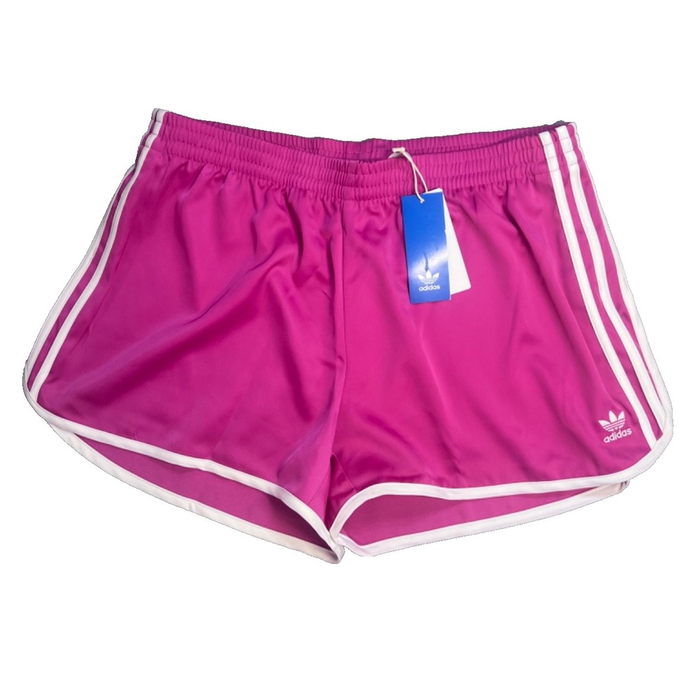 NEW adidas Originals Womens Medium Sprinter Shorts Fuchsia Pink 3 Stripe KC 3876